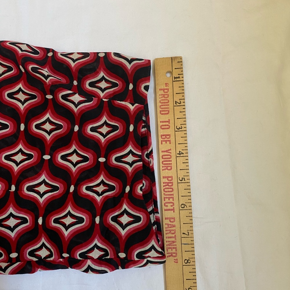 Womens Art Deco All Over Geometric Pattern Drape Collar Wrap Blouse Medium Boho - Picture 14 of 16